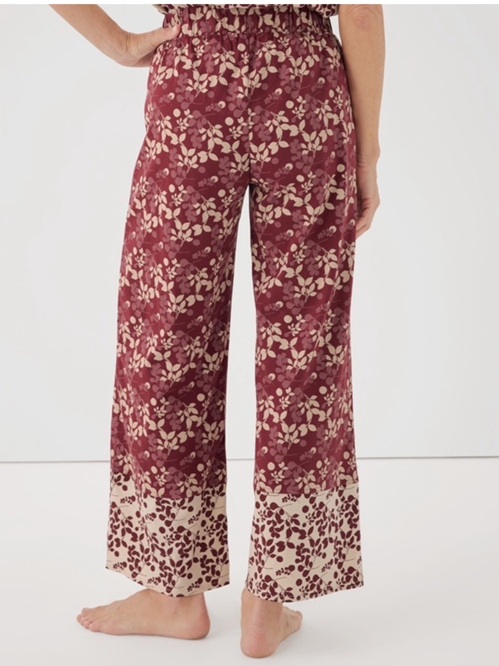 pact Staycation Organic Cotton Tank and Wide Leg Pants Sleep Set in Berry Sprigs - Picture 6 of 14